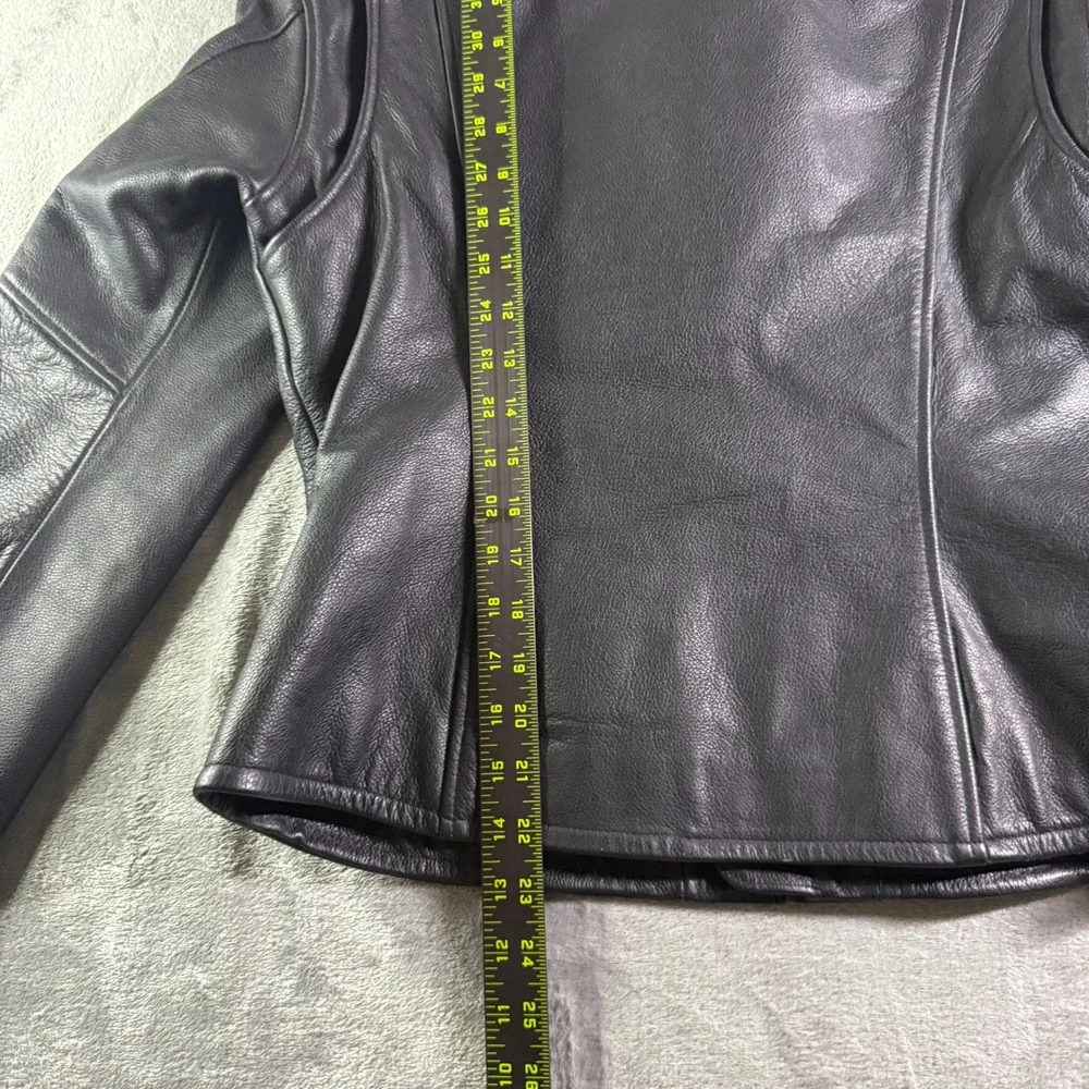 Harley Davidson Womens Black Leather Motorcycle Jacket Size L Biker Riding Y2K - Picture 9 of 11